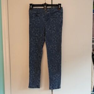 Tommy Hilfiger Girls Blue Floral Medallion Print Skinny Jeans Size 8 Stretch